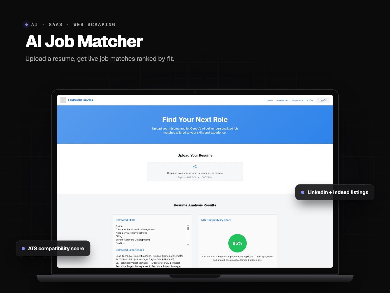 AI Job Matcher – Resume Parsing & Ranked Job Search